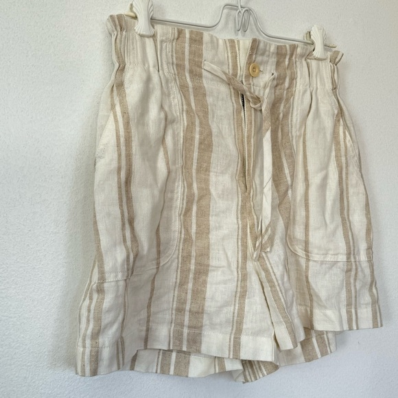 Madewell Linen Blend High Rise Pull On Paperbag Striped Shorts Sz XXS - Picture 10 of 11